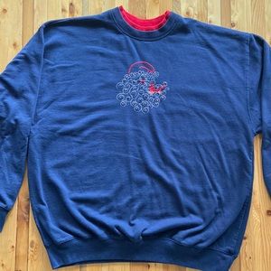 1980s Embroidered Santa and Cardinal Crewneck